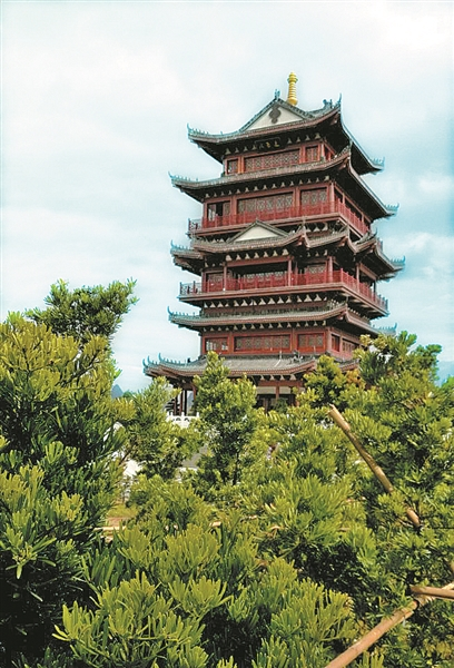 首页 中心 看贺州   长寿阁是贺州园博园的标志性建筑,《长寿